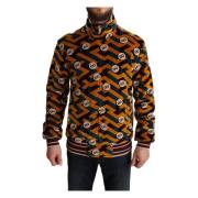 Multicolor Velvet DG Logo Sweater Jas Dolce & Gabbana , Brown , Heren