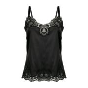 Exquise Mouwloze Top met Kant Dolce & Gabbana , Black , Dames