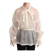 Witte Zijden Ascot Kraag Blouse Dolce & Gabbana , White , Dames