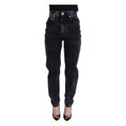 Zwarte Hoge Taille Denim Jeans Dolce & Gabbana , Black , Dames