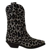 Grijze Zwarte Luipaard Cowboy Laarzen Dolce & Gabbana , Black , Dames