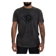 Grijze Verkleurde DG Logo T-shirt Dolce & Gabbana , Gray , Heren