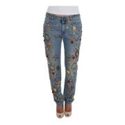 Blue Crystal Heart Roses Enchanted Sicily Jeans Dolce & Gabbana , Blue...