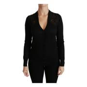 Prachtige Zwarte Kant Cardigan Sweater Dolce & Gabbana , Black , Dames