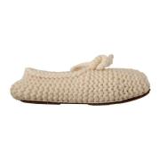 Elegante Wool Knit Ballerina`s Dolce & Gabbana , White , Dames