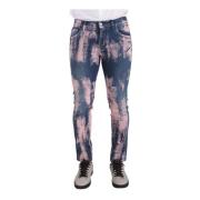 Blauw Roze Tie Dye Skinny Denim Jeans Dolce & Gabbana , Blue , Heren