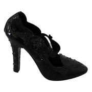 Zwarte Bloemenkristal Cinderella Hakken Dolce & Gabbana , Black , Dame...