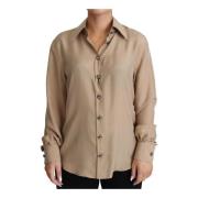 Beige Zijden Shirt met Decoratieve Knopen Dolce & Gabbana , Beige , Da...