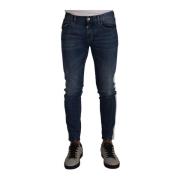 Blauwe Gewassen Slim Fit Jeans Dolce & Gabbana , Blue , Heren