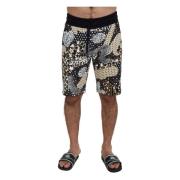 Multicolor Katoenen Bermuda Shorts, Bedrukt Ontwerp, Luxe Stijl Dolce ...