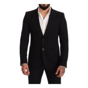 Zwarte Katoenen Slim Fit Jas Blazer Dolce & Gabbana , Black , Heren