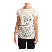 Witte Zijden Tuinfontein T-Shirt Blouse Dolce & Gabbana , White , Dame...