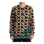 Multicolor DG Mania Wool Crewneck Sweater Dolce & Gabbana , Green , Da...