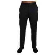 Zwarte Katoenen Brokaat Formele Broek Dolce & Gabbana , Black , Heren