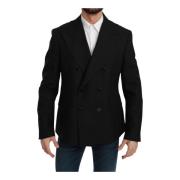 Luxe Zwarte Slim Fit Blazer van Wolmix Dolce & Gabbana , Black , Heren