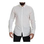 Witte Katoenen Slim Fit Overhemd Dolce & Gabbana , White , Heren