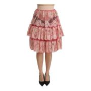 Roze Kanten Hoge Taille Rok Dolce & Gabbana , Pink , Dames