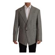 Grijze Geruite Wollen Blazer Dolce & Gabbana , Gray , Heren