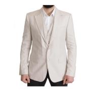 Grijze Zijden Single Breasted 2-delig Blazer Dolce & Gabbana , Gray , ...