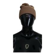 Gebreide Bontbal Winter Beanie Hoed Dolce & Gabbana , Brown , Dames