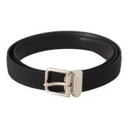 Zwart Canvas Riem met Zilverkleurige Metalen Gesp Dolce & Gabbana , Bl...