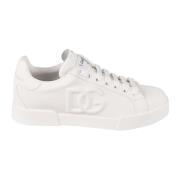 Witte Leren Sneakers voor Dames Dolce & Gabbana , White , Dames