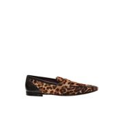 Luipaardprint Leren Loafers Dolce & Gabbana , Brown , Heren