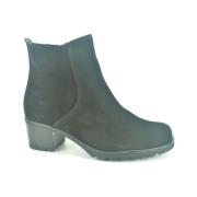 Stijlvolle Zwarte Suède Enkellaars 3cm Gabor , Gray , Dames