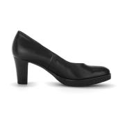 Zwarte Leren Damespump met 6cm Hak Gabor , Black , Dames