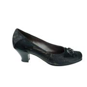 Trendy zwarte/gouden leren pump Gabor , Black , Dames