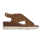 Bruine Platte Sandalen D Pisa Geox , Brown , Dames