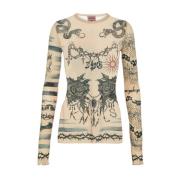 Gedrukte Trompe L`oeil Crew Neck Tatoeages Jean Paul Gaultier , Multic...