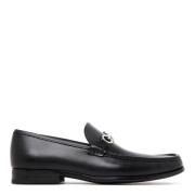 Zwarte Leren Chris Loafers Salvatore Ferragamo , Black , Heren