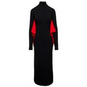 Zwarte jurk met lange mouwen en rode inzet Salvatore Ferragamo , Black...