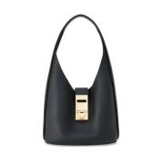 Zwarte Gancini Leren Hobo Tas Salvatore Ferragamo , Black , Dames