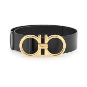 Gancini Maxi Gesp Leren Riem Salvatore Ferragamo , Black , Dames