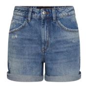 Blauwe denim shorts voor dames met trendy touch Drykorn , Blue , Dames