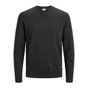 Heren Grijze V-Hals Gebreide Trui Jack & Jones , Gray , Heren