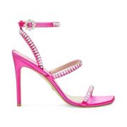 Gemcut 100 Kristal Strappy Sandaal Stuart Weitzman , Pink , Dames