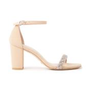 Kristalversierde Highshine Sandaal Stuart Weitzman , Beige , Dames