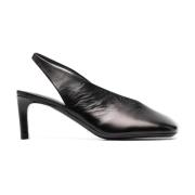 Zwarte vierkante leren pumps Jil Sander , Black , Dames