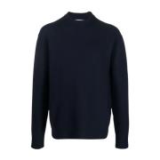 Navyblauwe Trui met Ronde Hals Jil Sander , Black , Heren