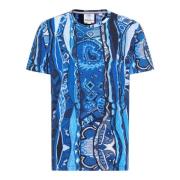 Print Gebreid T-Shirt Carlo Colucci , Blue , Heren