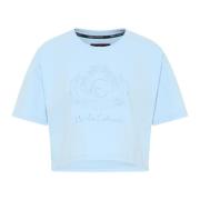 Oversized Cropped T-Shirt Carlo Colucci , Blue , Dames