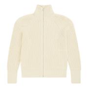 Ivory Kraag Cardigan met Rits en Duimgaten Closed , Beige , Heren