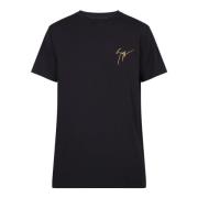 Zwart T-shirt met logo borduursel Giuseppe Zanotti , Black , Heren