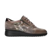 Dames Donker Taupe Leren/Suède Sneaker Mephisto , Beige , Dames