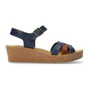 Blauwe Leren Sandaal voor Dames - Extra Breed Mephisto , Blue , Dames