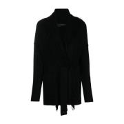 Zwarte Cashmere Cardigan met Franje Kraag 360Cashmere , Black , Dames