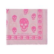 Roze Wol Skull Print Sjaal Alexander McQueen , Multicolor , Dames